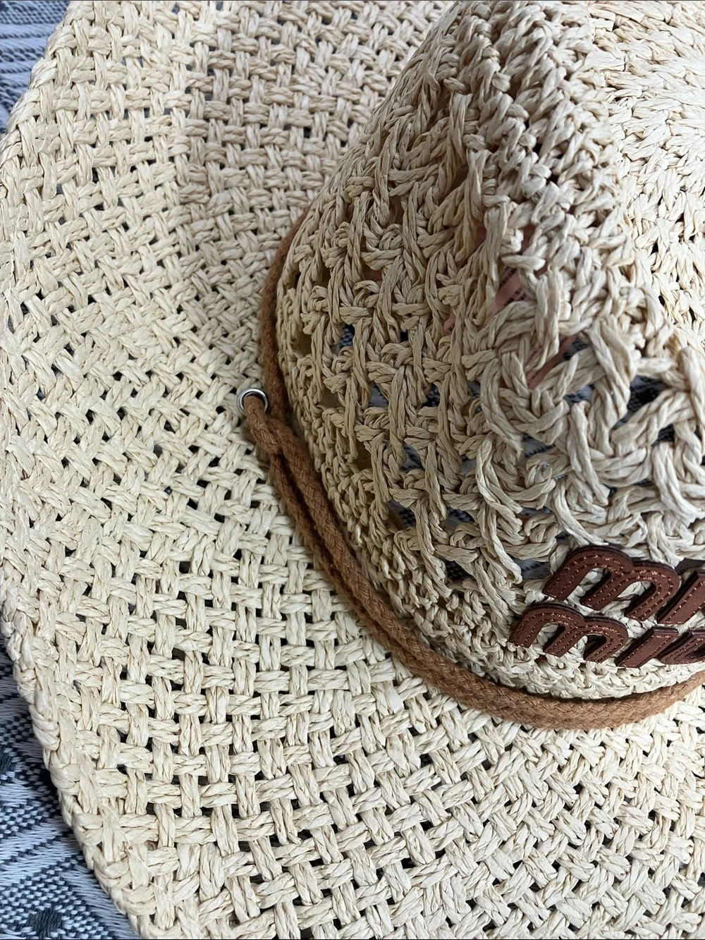 Miu Miu Summer Vacation Raffia Straw Hat OS